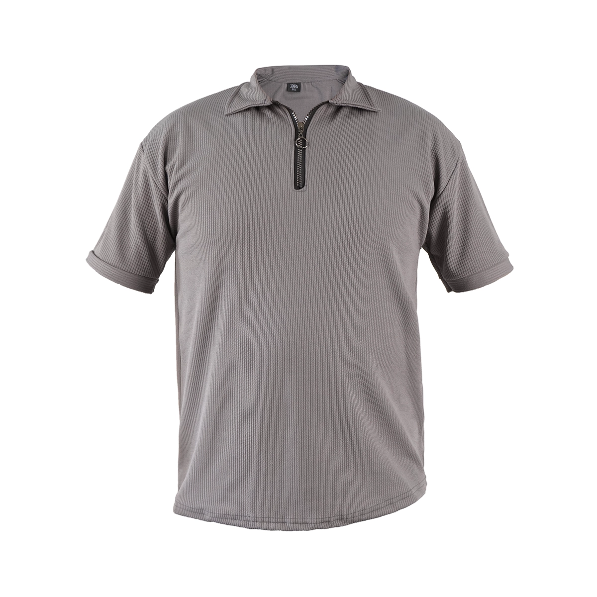 تیشرت مردانه یقه زیپ دار طوسی مدل Arban