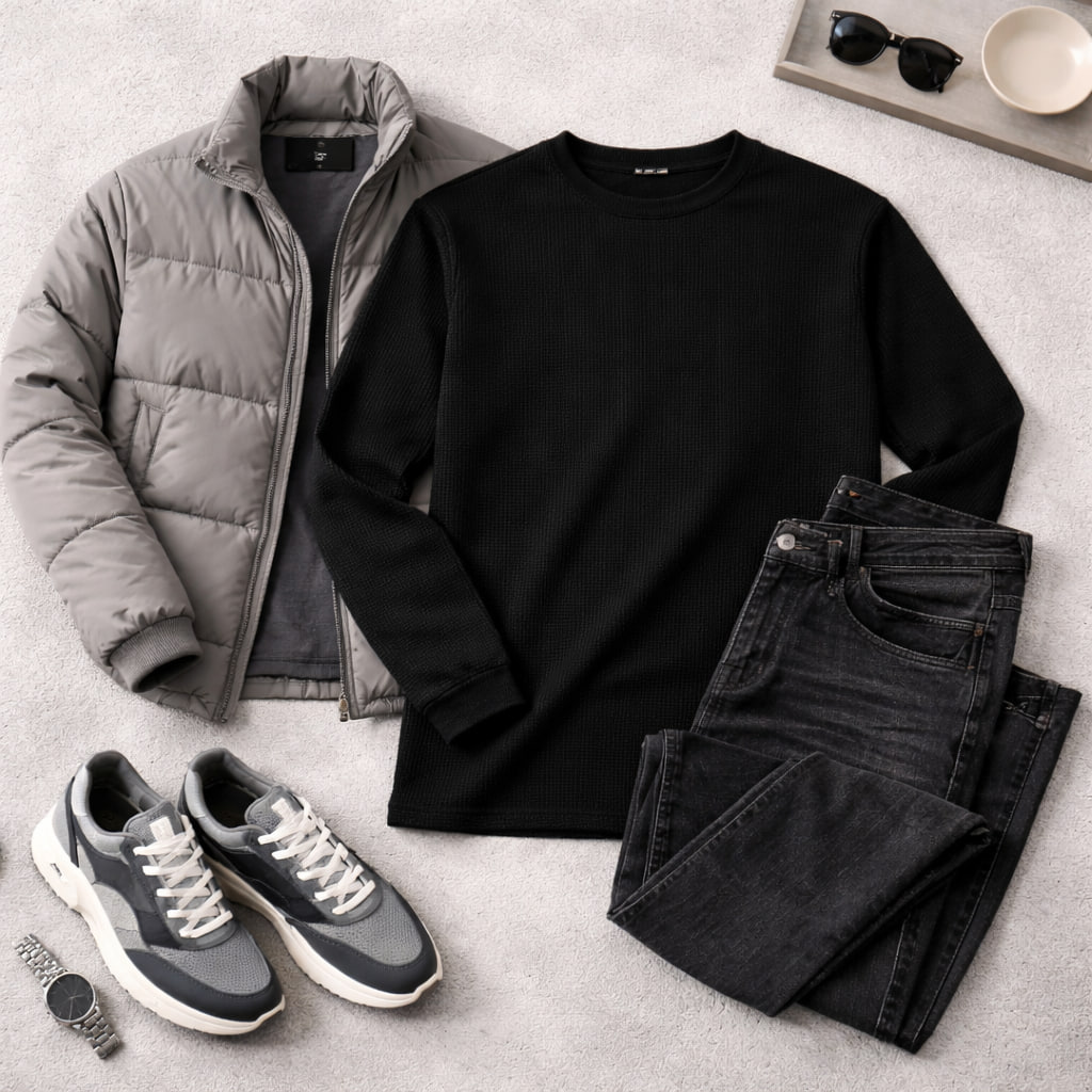 بلوز مردانه آستین بلند مشکی مدل Atra