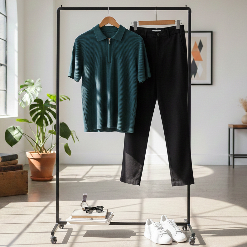 پکیج ست مردانه تیشرت نیم زیپ و شلوار مدل Dana