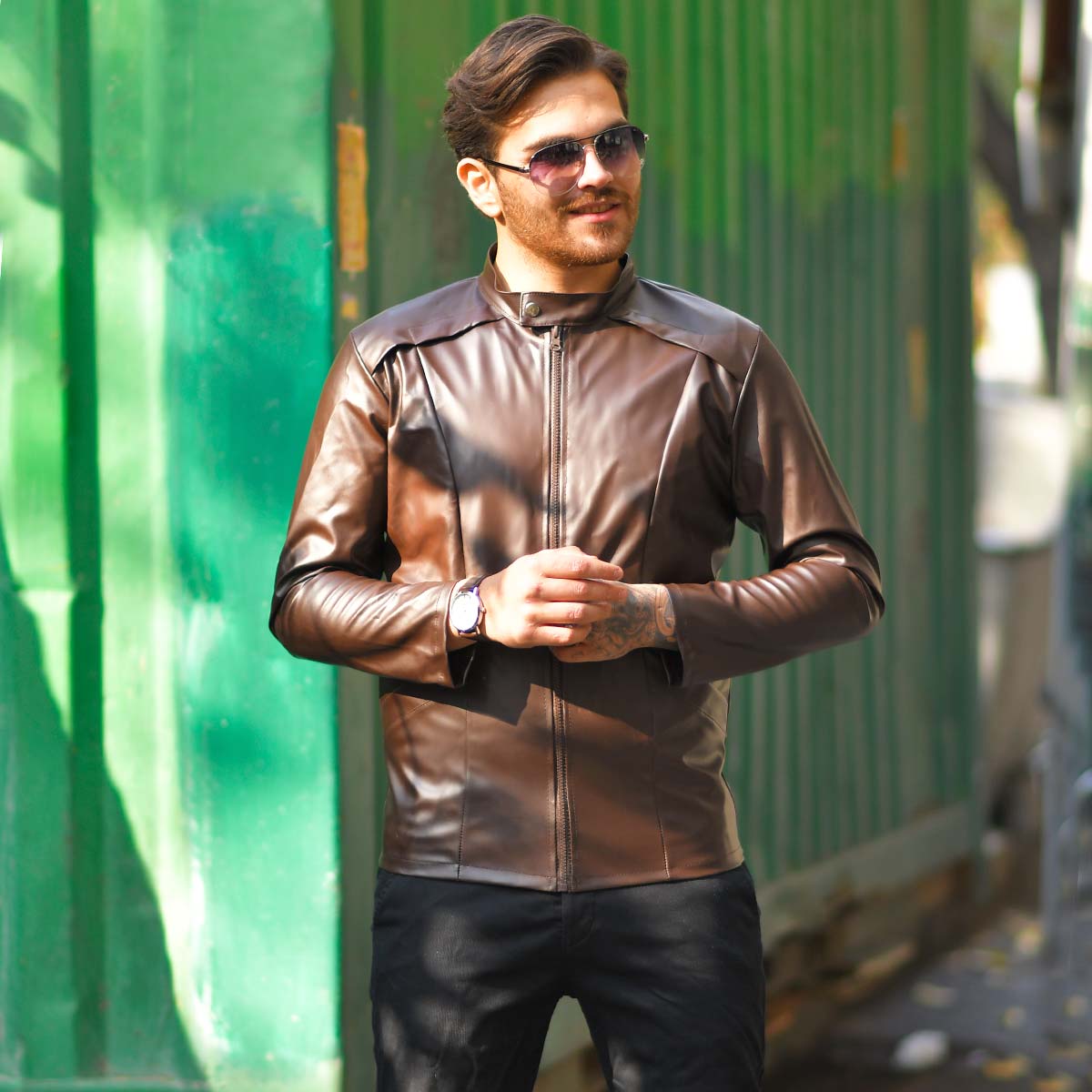 کاپشن چرم مردانه مدل Mark