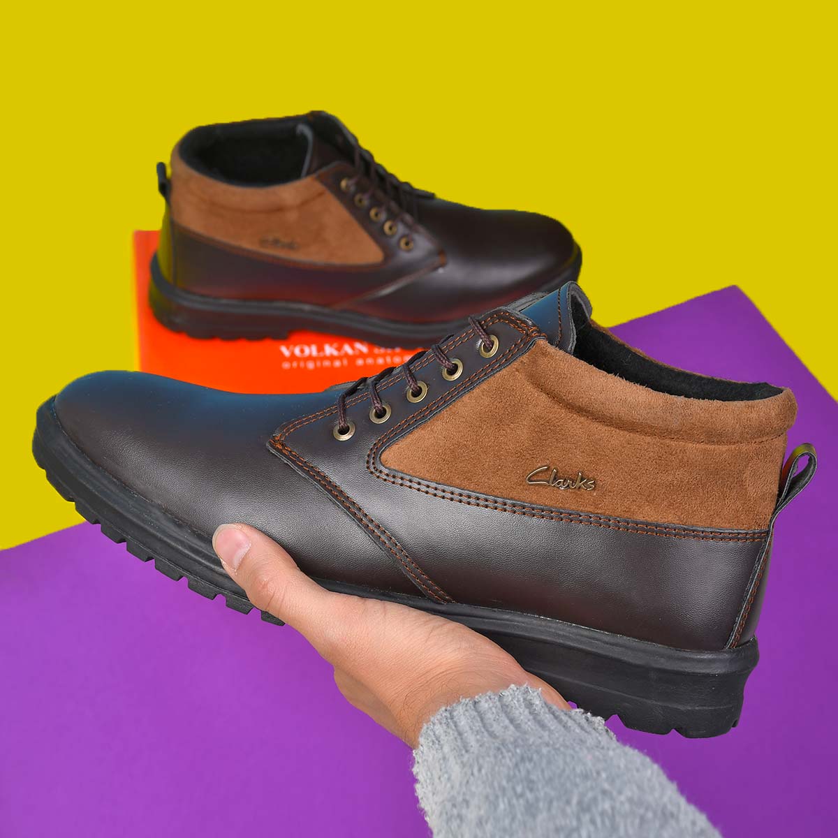 کفش ساقدار مردانه قهوه ای تیره مدل Bonshad