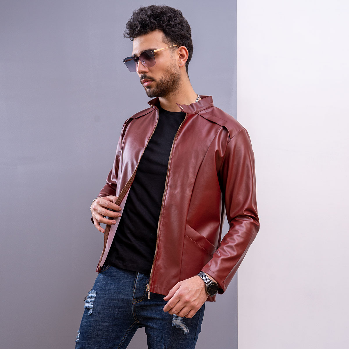 کاپشن چرم مردانه مدل Arshaa