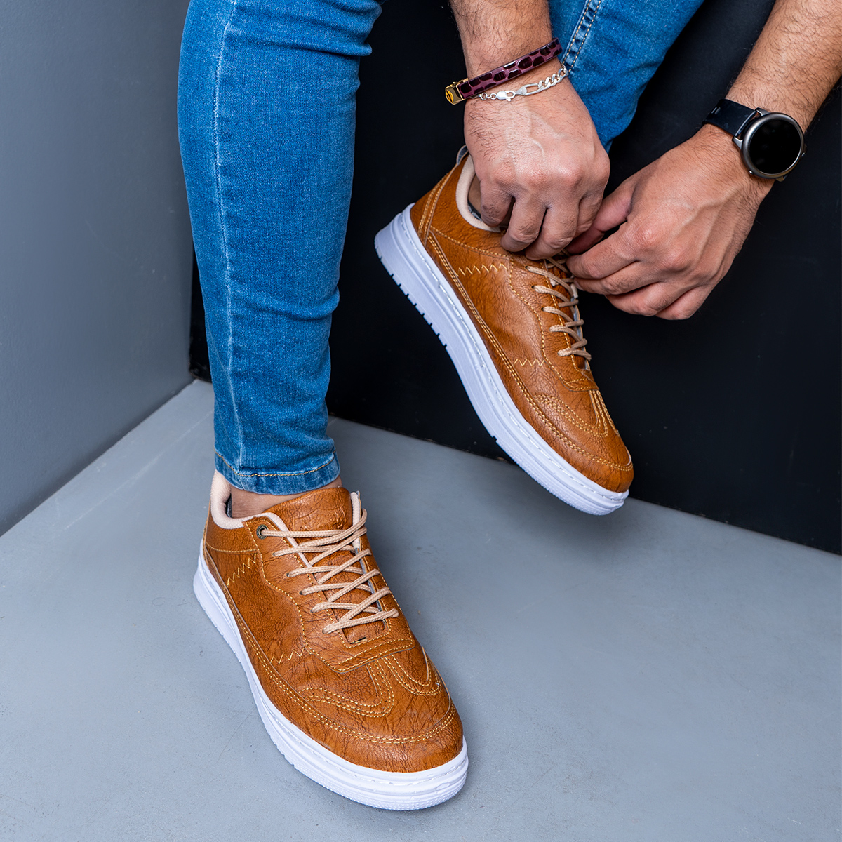 کفش مردانه خردلی مدل WALKER