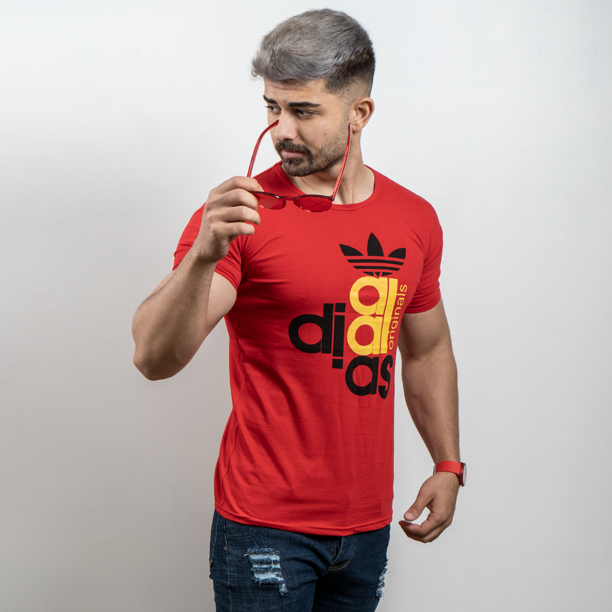 تیشرت Adidas مردانه قرمز مدل devan