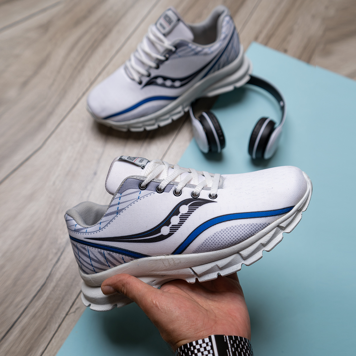 کفش ورزشی ساکونی طوسی آبی مردانه مدل Vipra