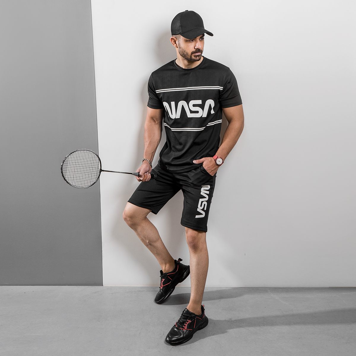 ست تیشرت شلوارک Nasa مردانه مدل Vansa