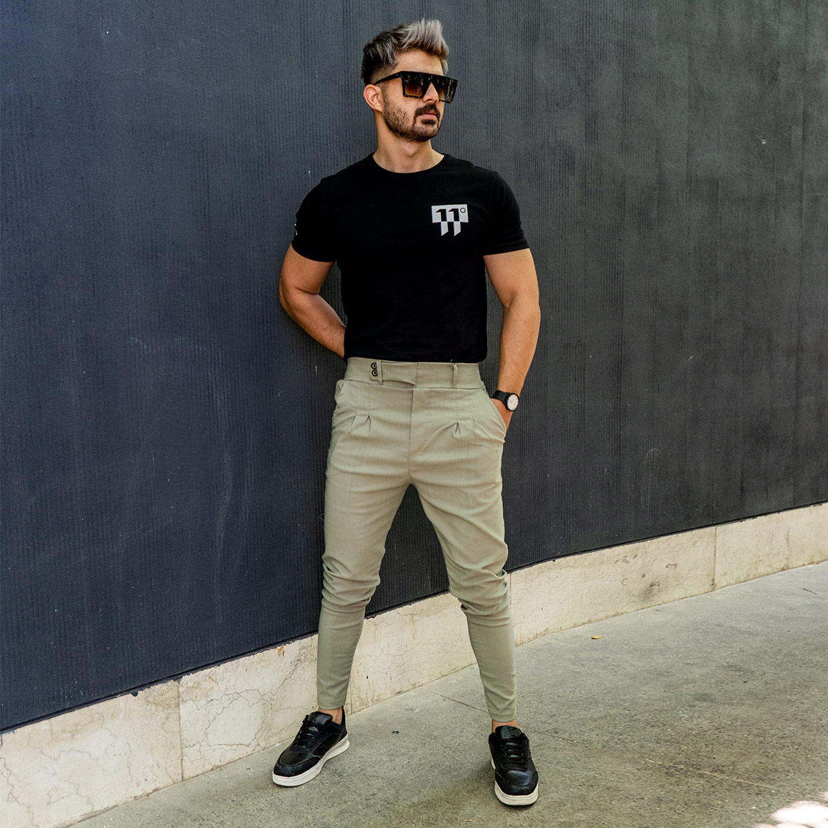 شلوار اسلش کمربندی سبز مردانه مدل Legans(T)