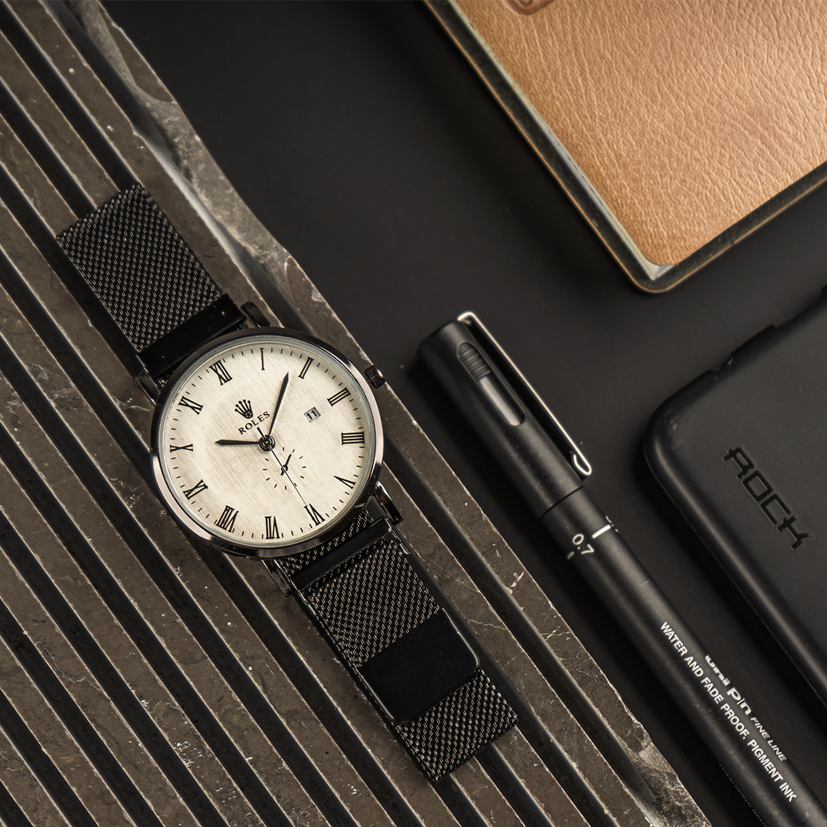 ساعت طرح رولکس مشکی مدل Bavan