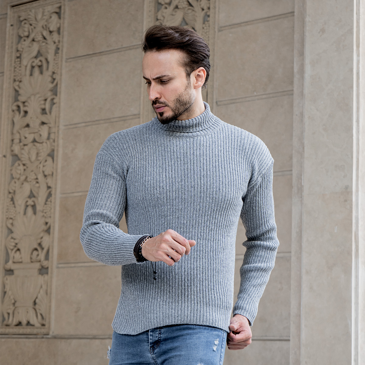 پلیور بافت یقه اسکی مردانه مدل arka