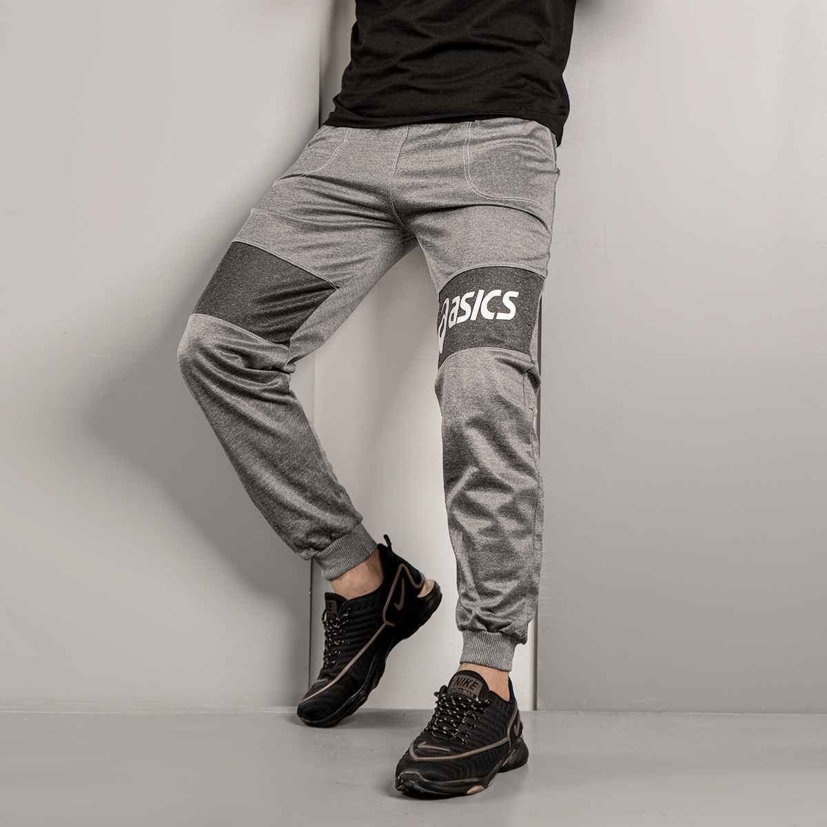 شلوار اسلش مردانه(T) اسیکس دورنگ طوسی مدل K80