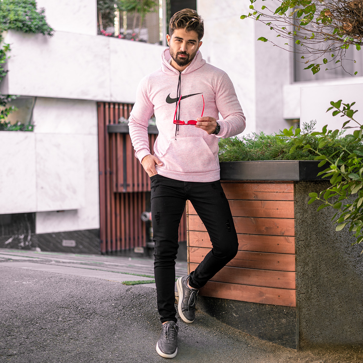 هودی نایک صورتی مردانه مدلNolin