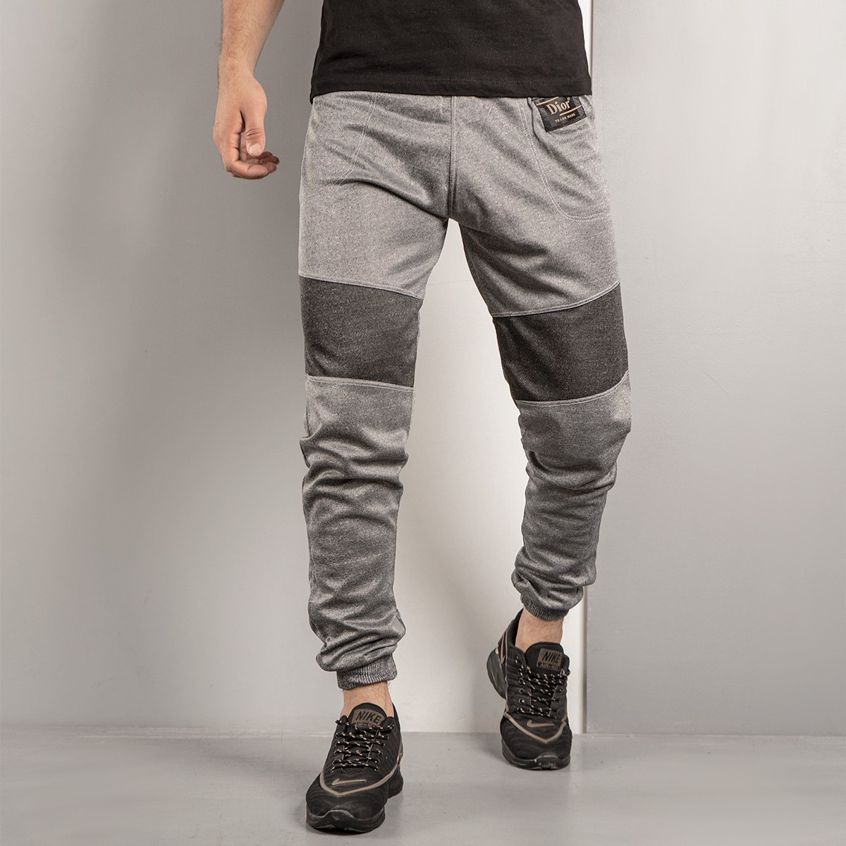 شلوار اسلش مردانه(T) طوسی مشکی مدل NR60