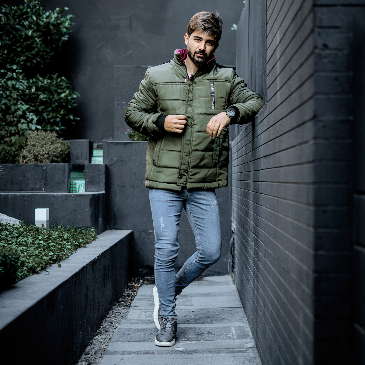 کاپشن مردانه سبز مدل bolini