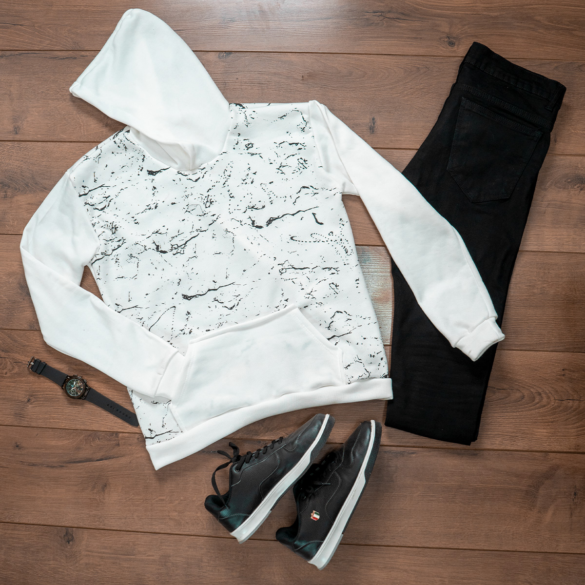 هودی سفید طرحدار مردانه مدل siyan