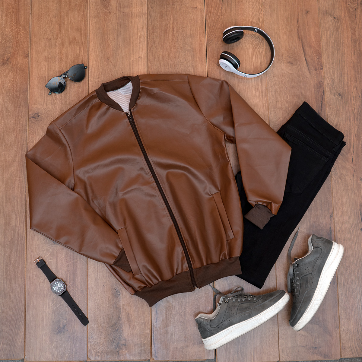 کاپشن خلبانی عسلی مردانه مدل alberta