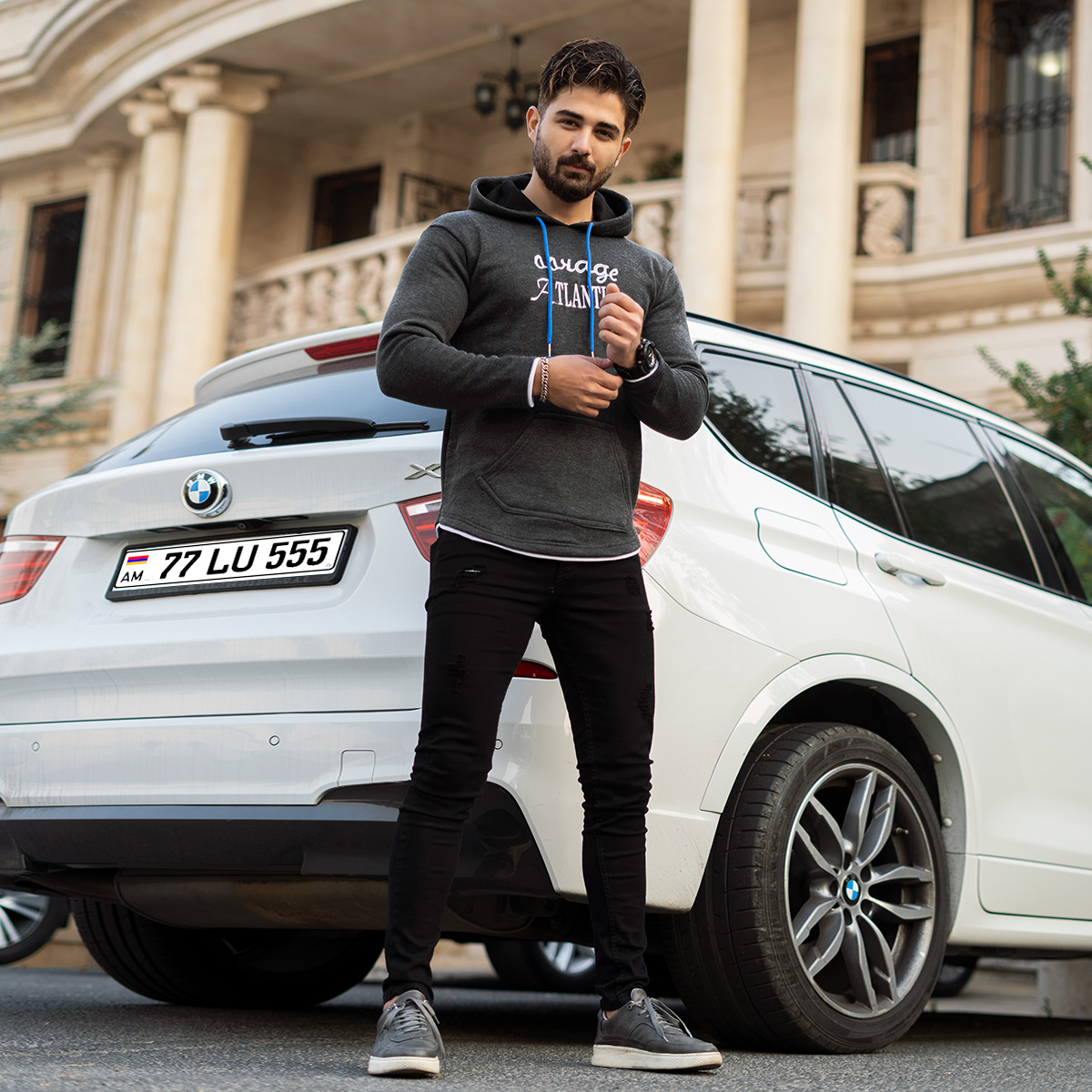 هودی ذغالی مردانه مدل Atlanti