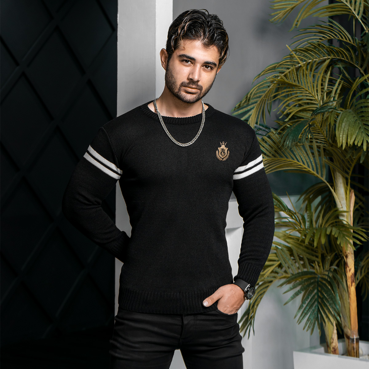 پلیور مردانه مشکی مدل Akar