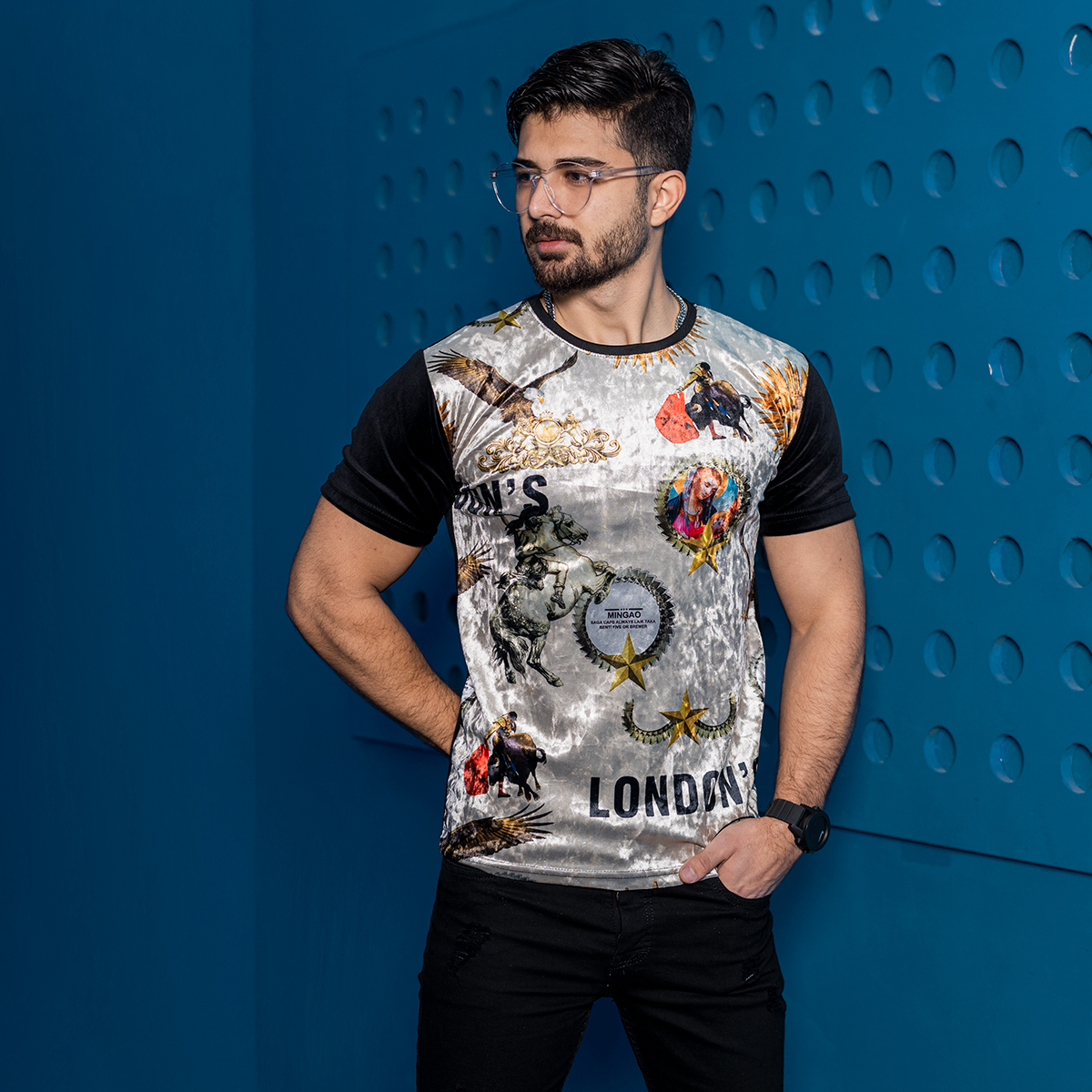 تیشرت مخملی مردانه مدل London