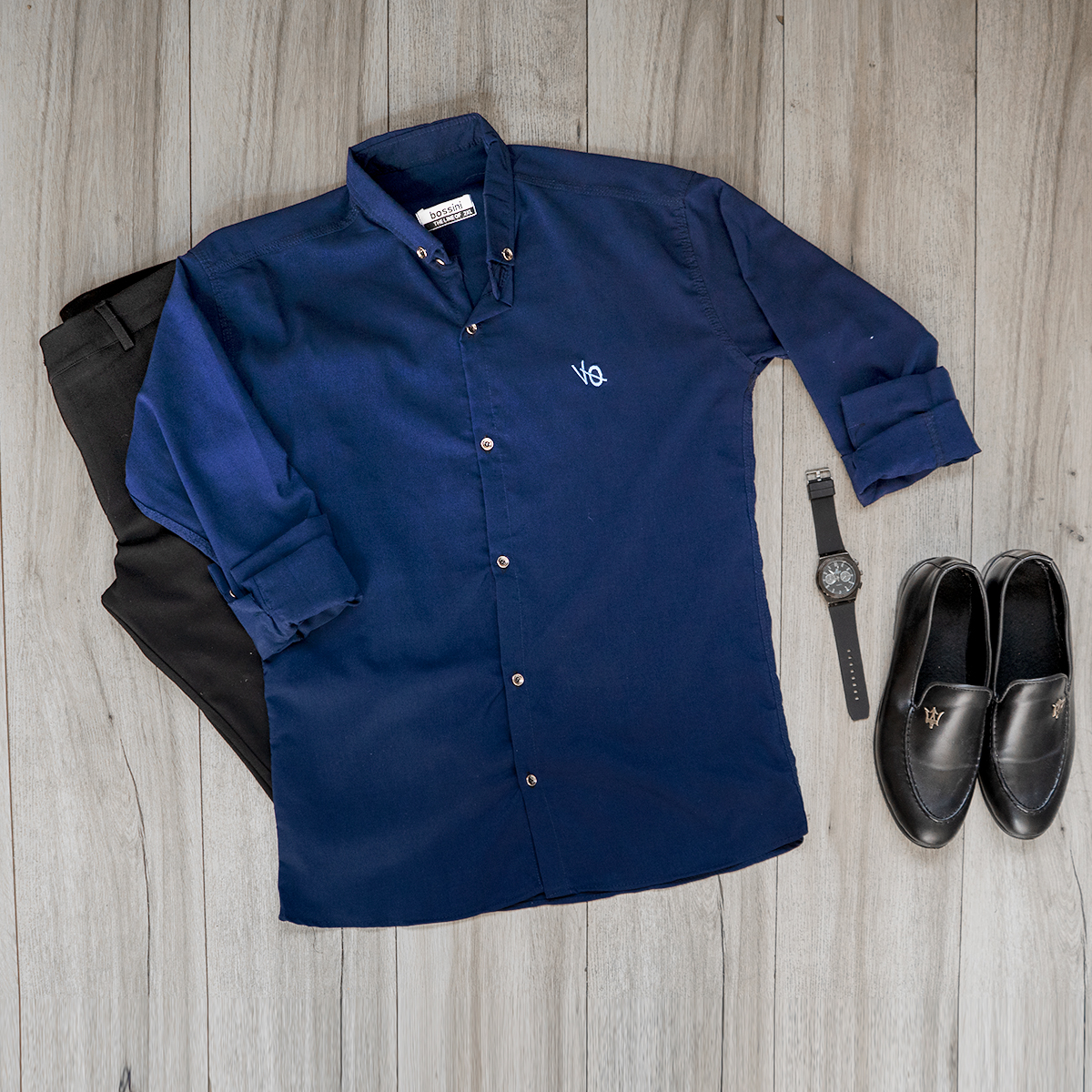 پیراهن مردانه سرمه ای مدل VQ