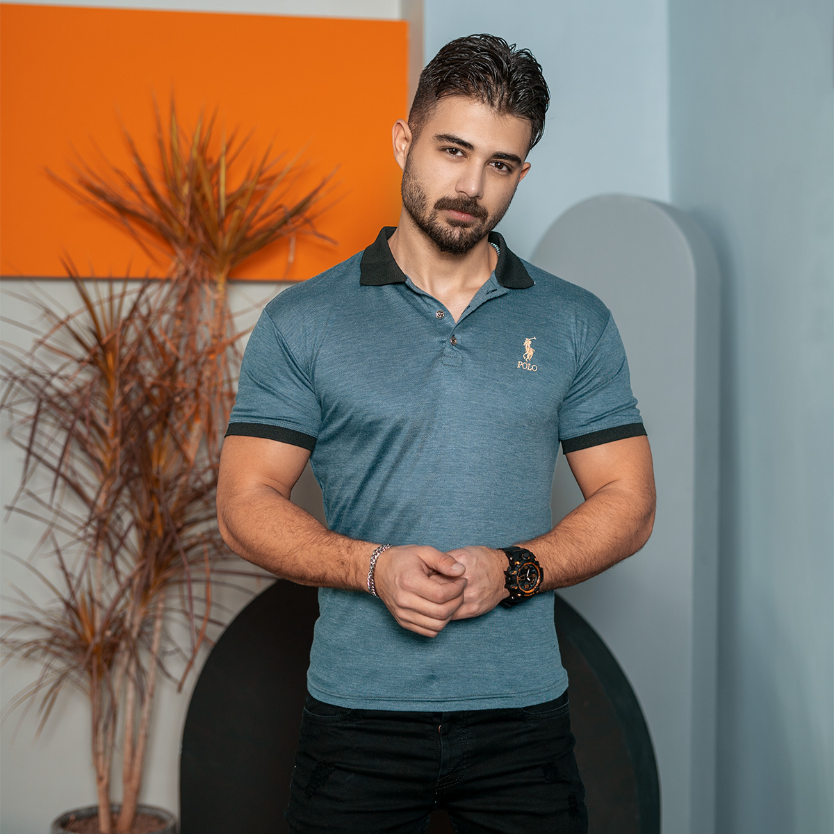 تیشرت Polo سبز آبی مردانه مدل kemil