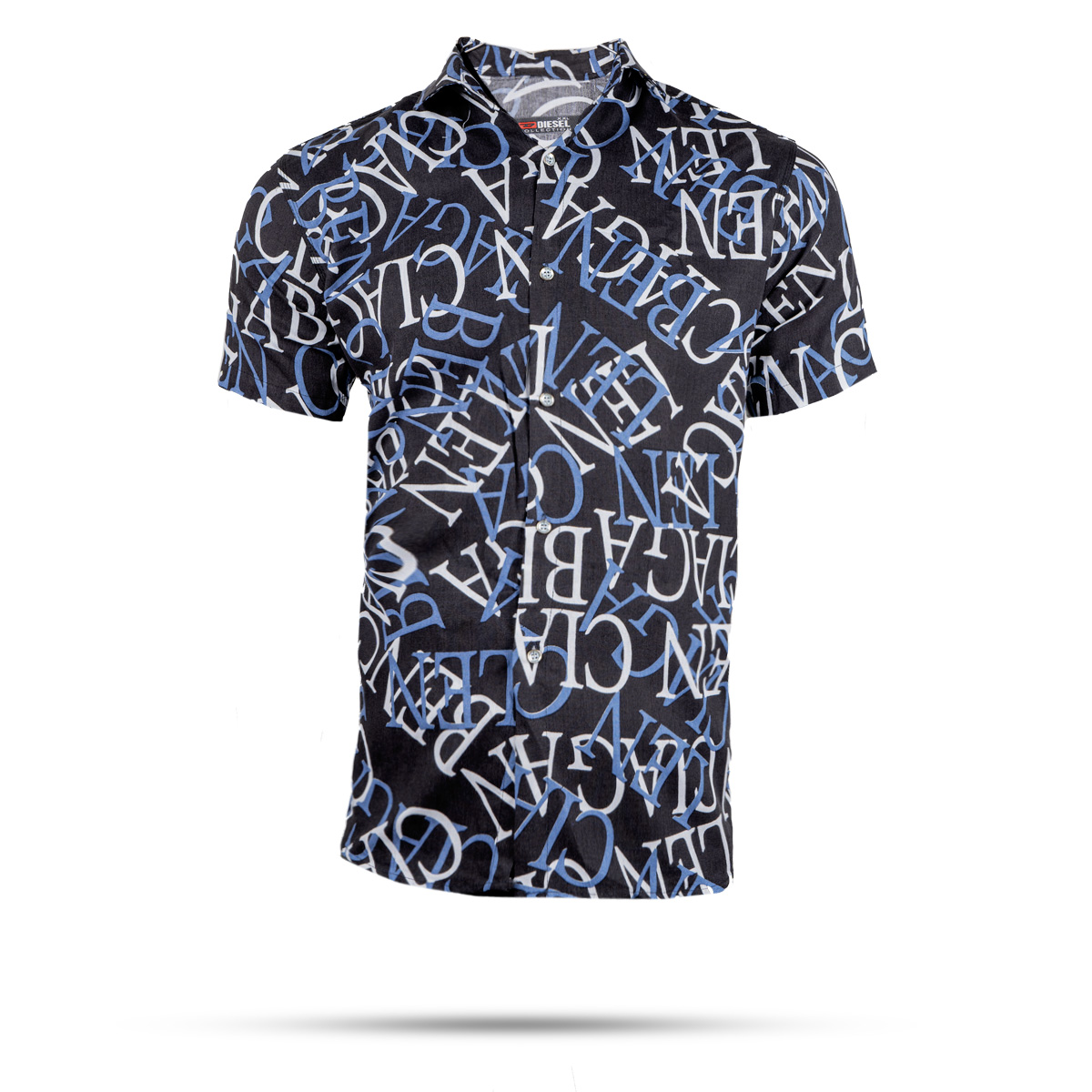 پیراهن هاوایی مردانه مشکی آبی مدل ABC