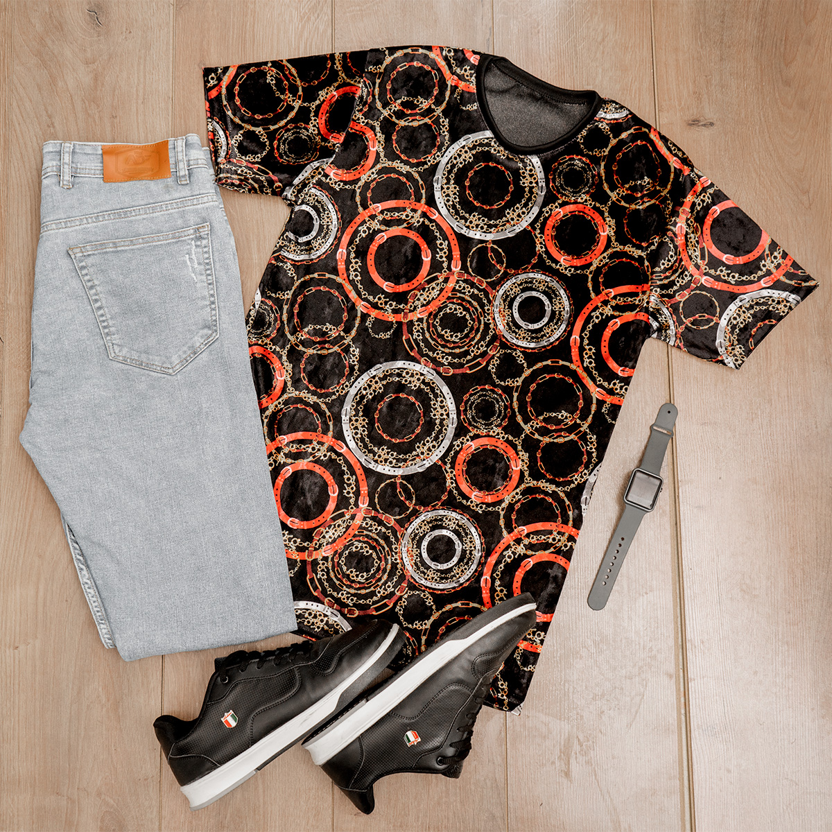 تیشرت مخمل طرح دایره مردانه مدل kania