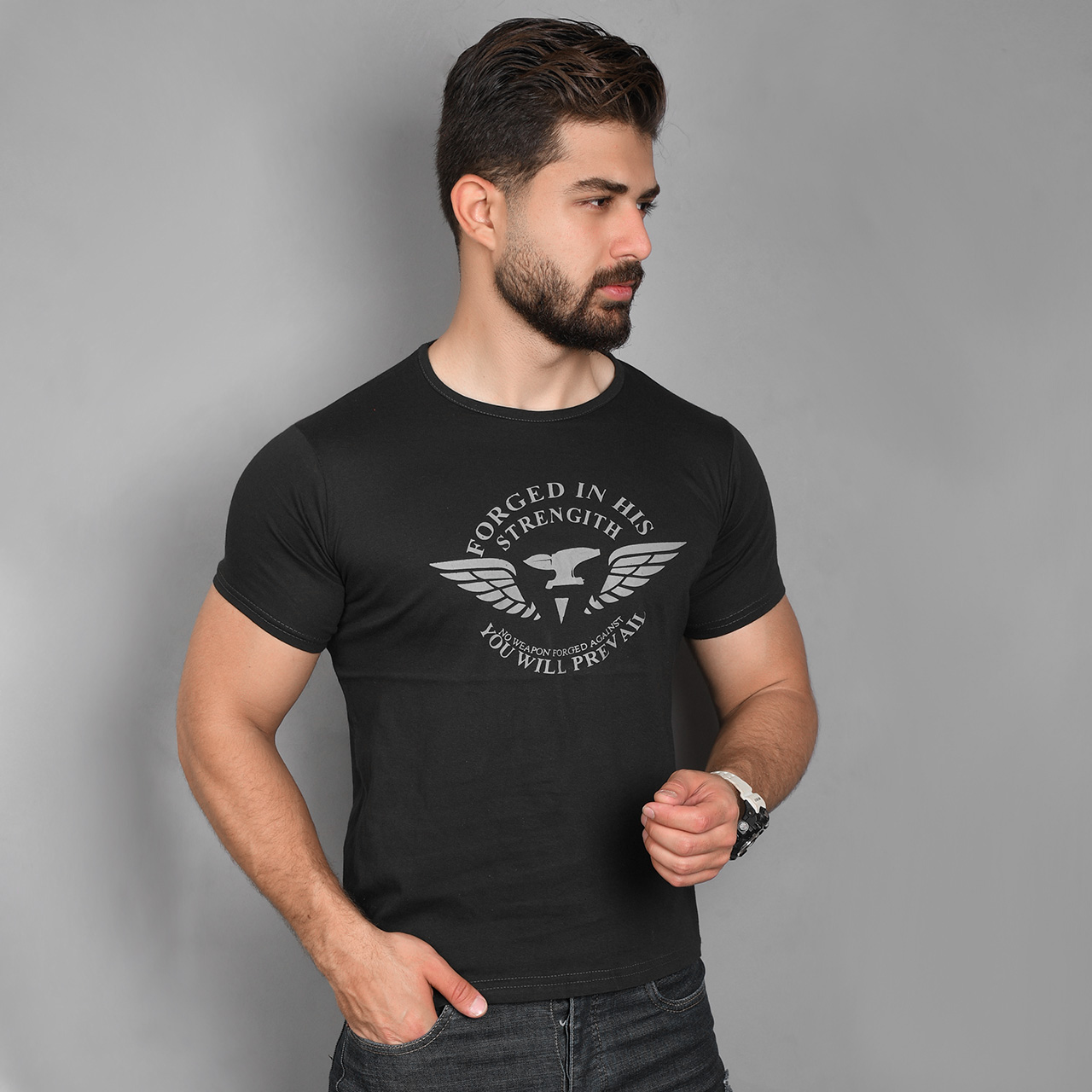 تیشرت (T) مردانه مشکی مدل Forged
