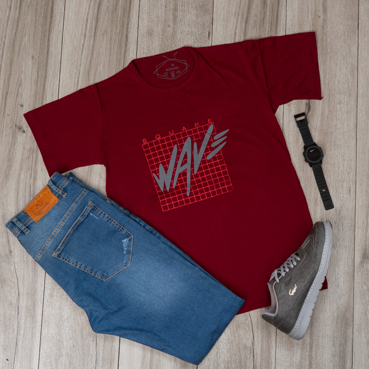 تیشرت مردانه قرمز(T) مدل Wav