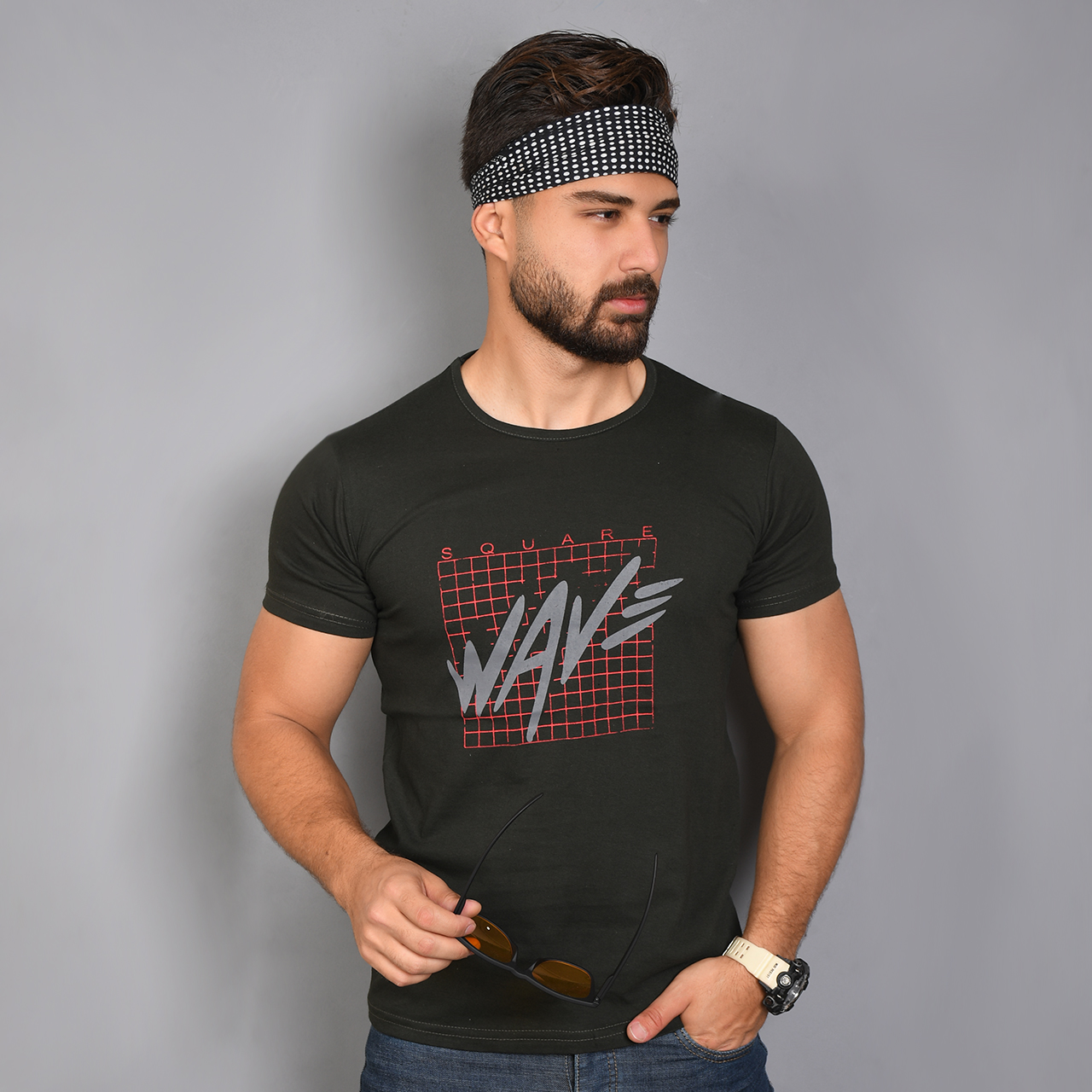 تیشرت مردانه سبز (T) مدل Wav