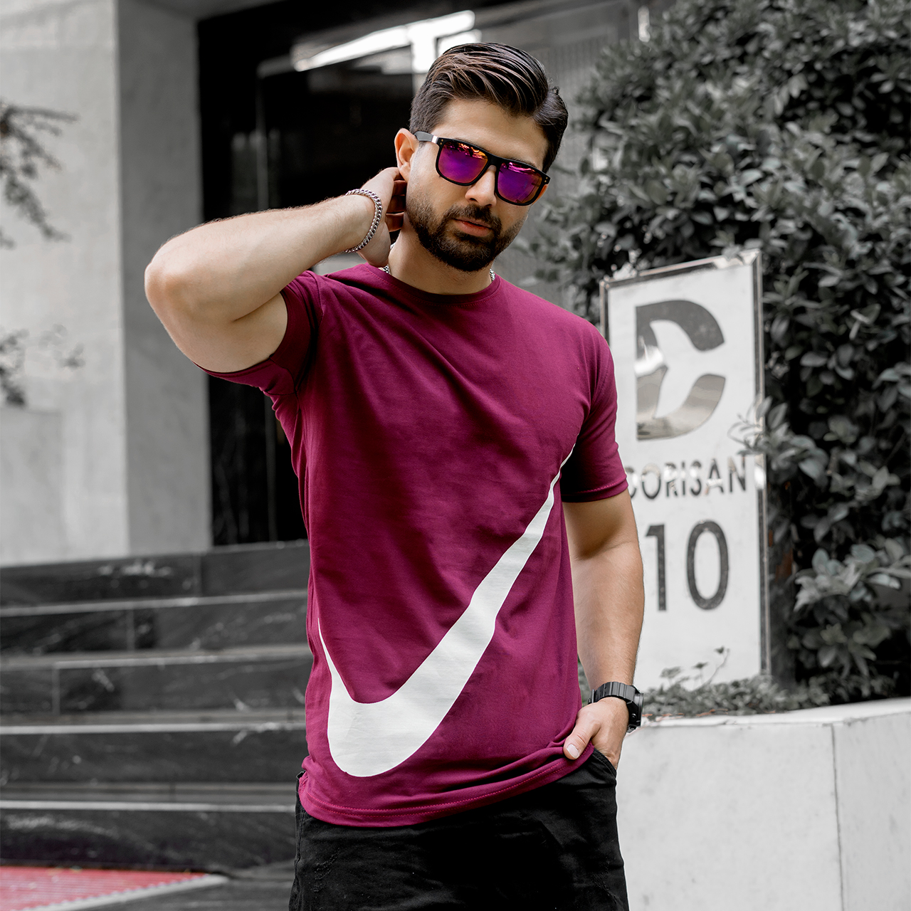 تیشرت نایک زرشکی مردانه مدل N400