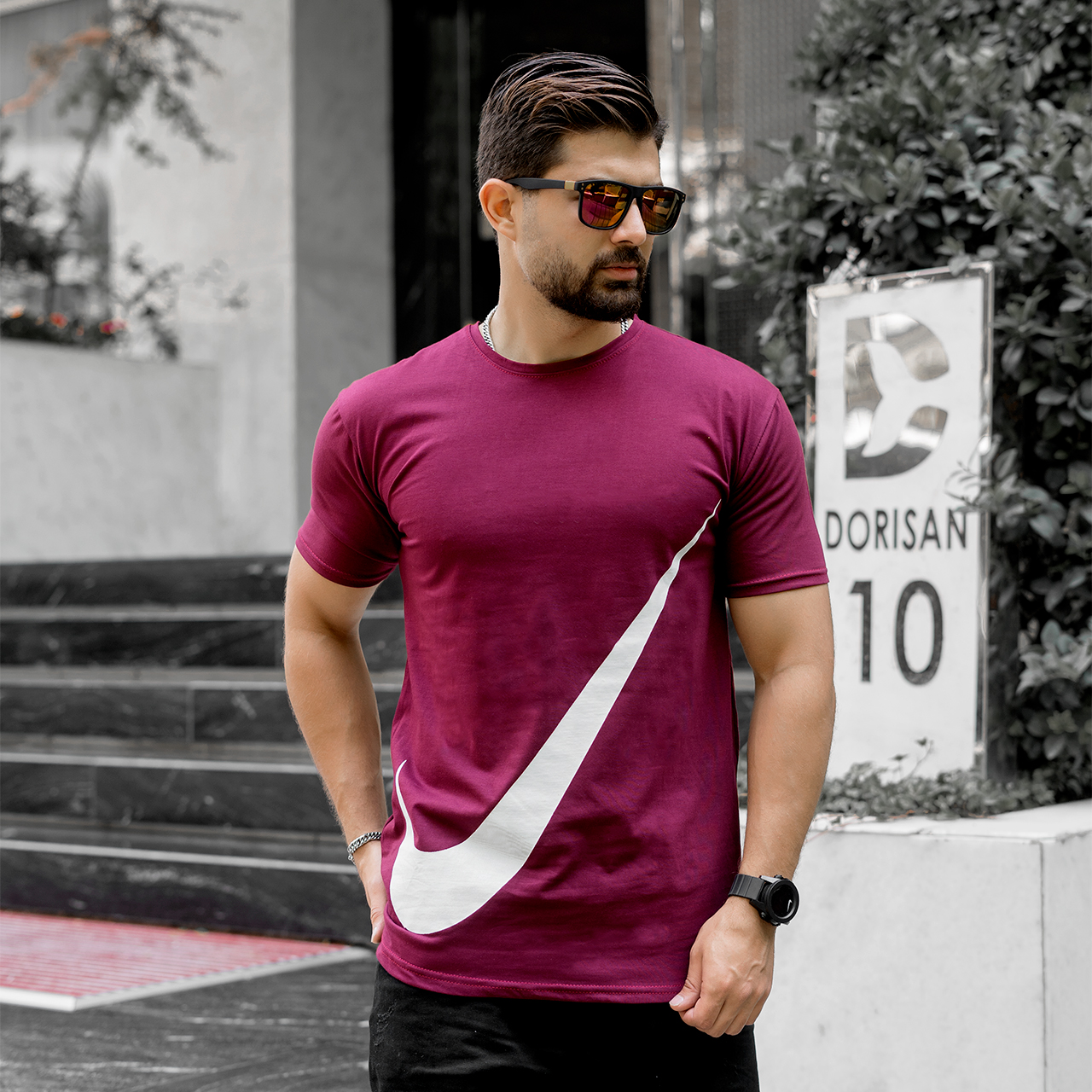 تیشرت نایک زرشکی مردانه مدل N400