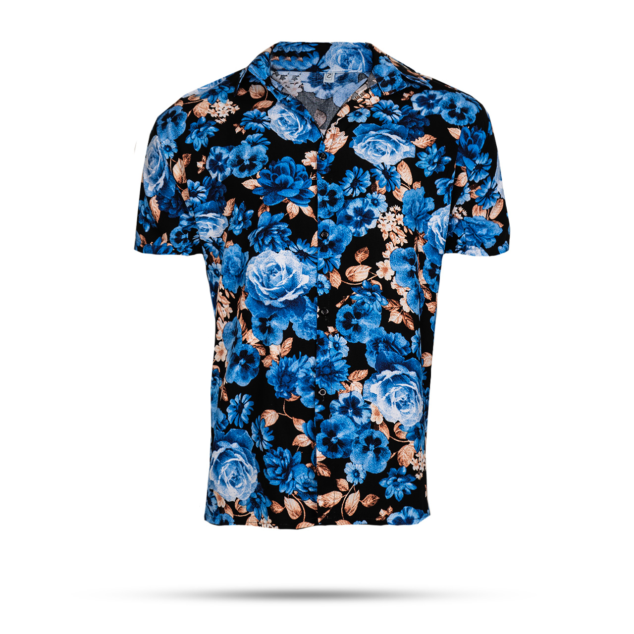 پیراهن هاوایی طرح گل آبی مردانه مدل P12