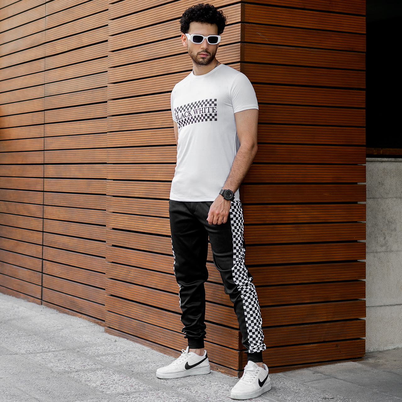 ست تیشرت شلوار Black White مشکی مردانه مدل BW
