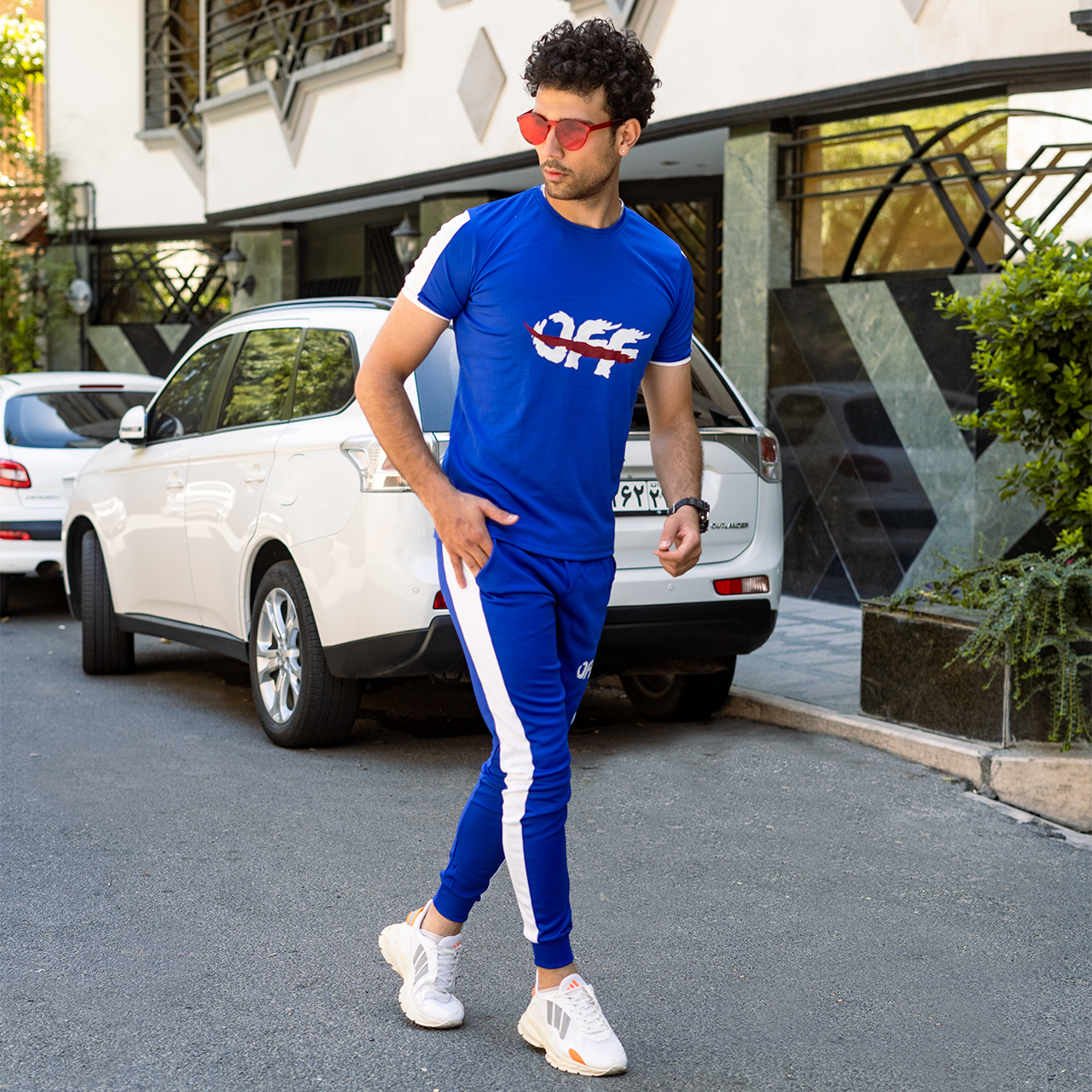 ست تیشرت شلوار off آبی مردانه مدل O77