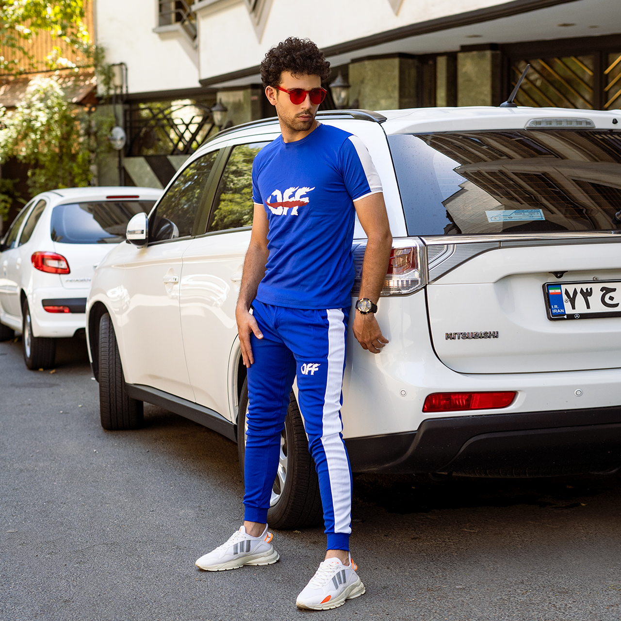 ست تیشرت شلوار off آبی مردانه مدل O77