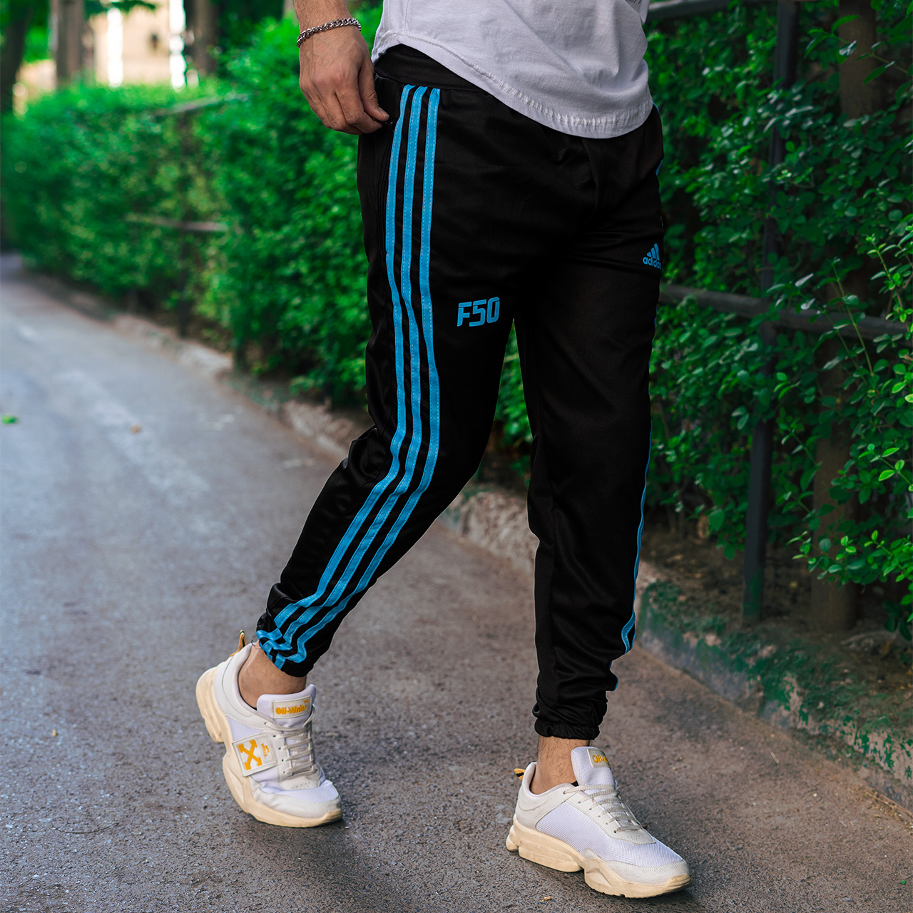 شلوار اسلش سه خط آبی مردانه مدلn50