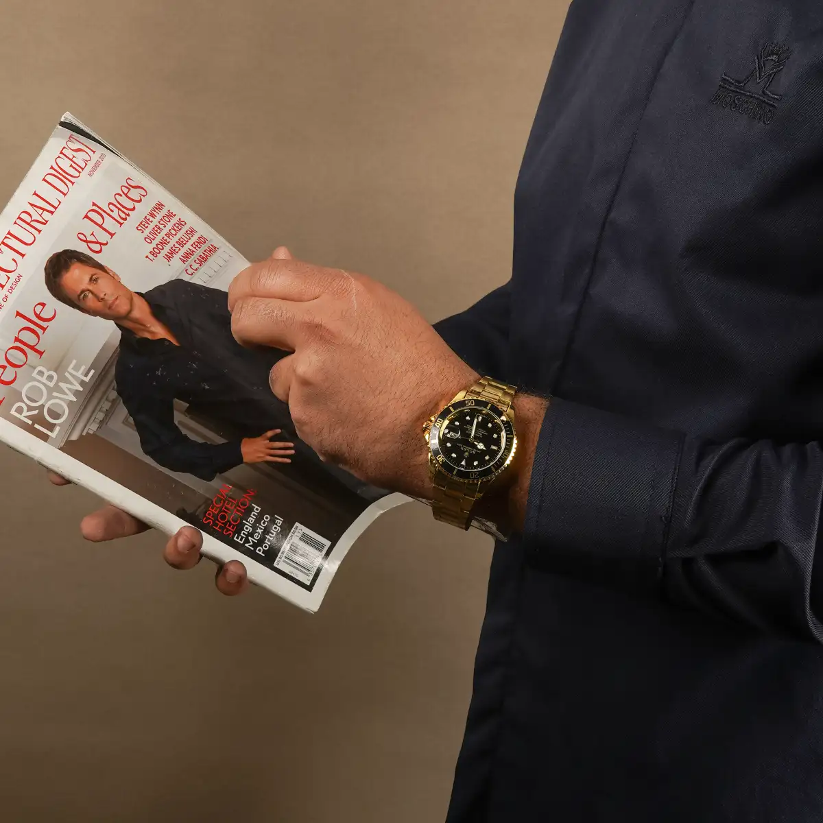 ساعت رولکس طلایی صفحه مشکی مردانه مدل 435