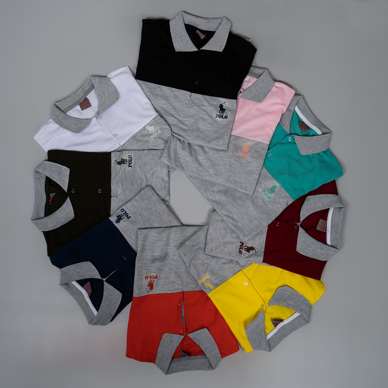 تیشرت مردانه POLO طوسی- مشکی مردانه Mazyar