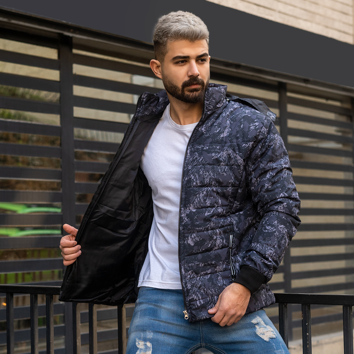 کاپشن ابرو بادی-مشکی مردانه مدل L170