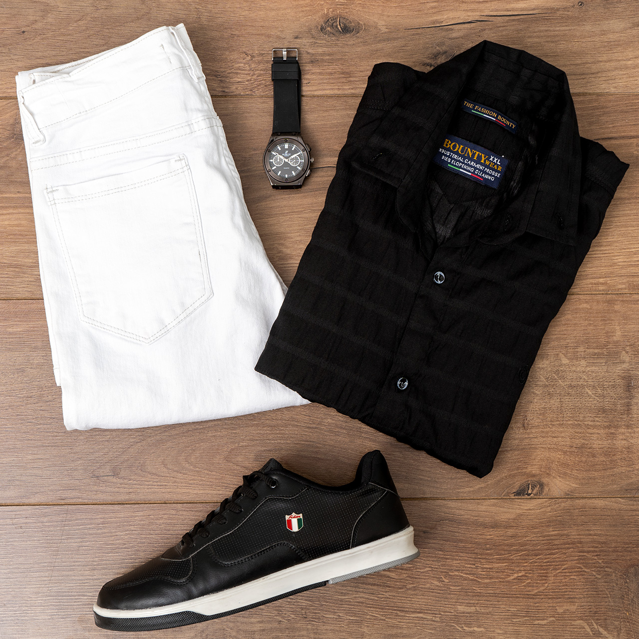 پیراهن راه راه مشکی مردانه مدل Mavin