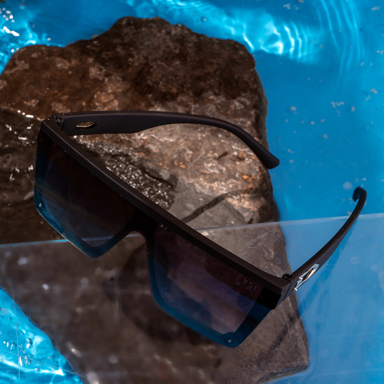 عینک آفتابی مشکی بنفش مدل ysl