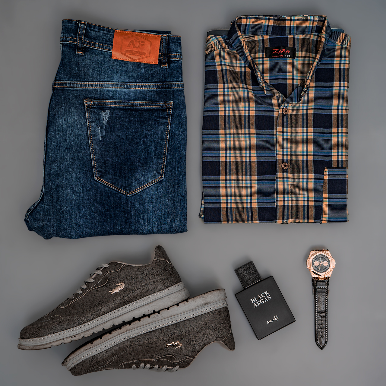 پیراهن چهارخونه مردانه آبی زرد مدل B14