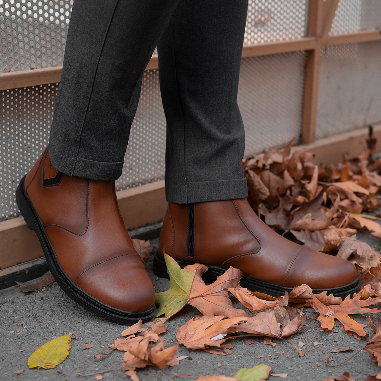 نیم بوت مردانه قهوه ای مدل Argan