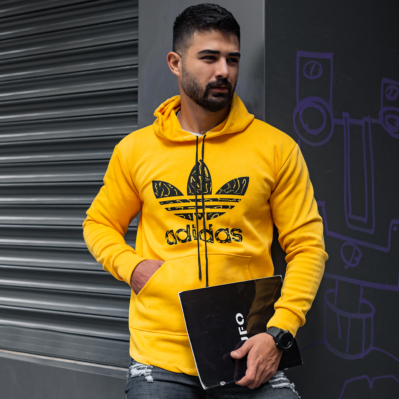 هودی Adidas مردانه زرد مدلQs