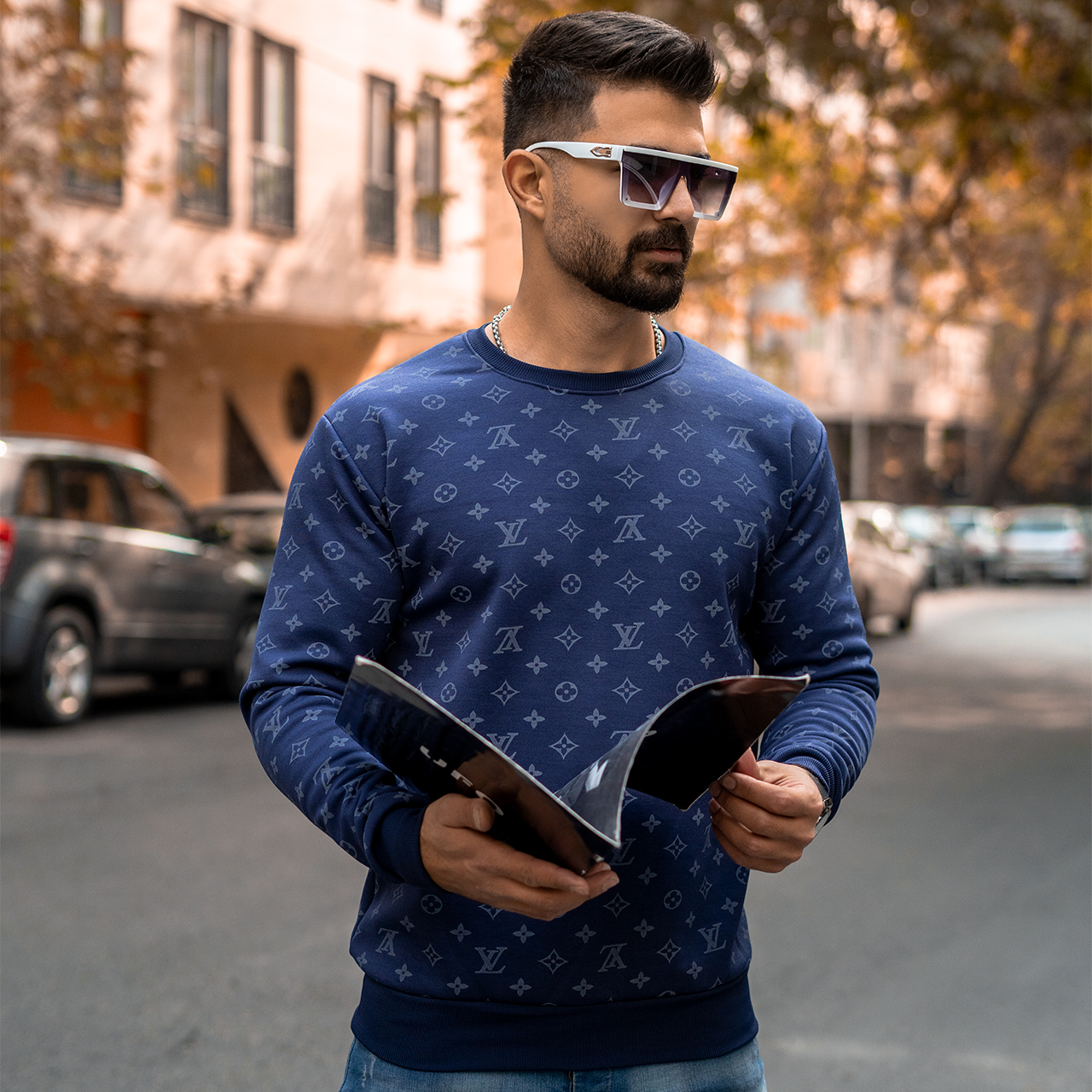 دورس مردانه طرح LV آبی مدل ADRAS