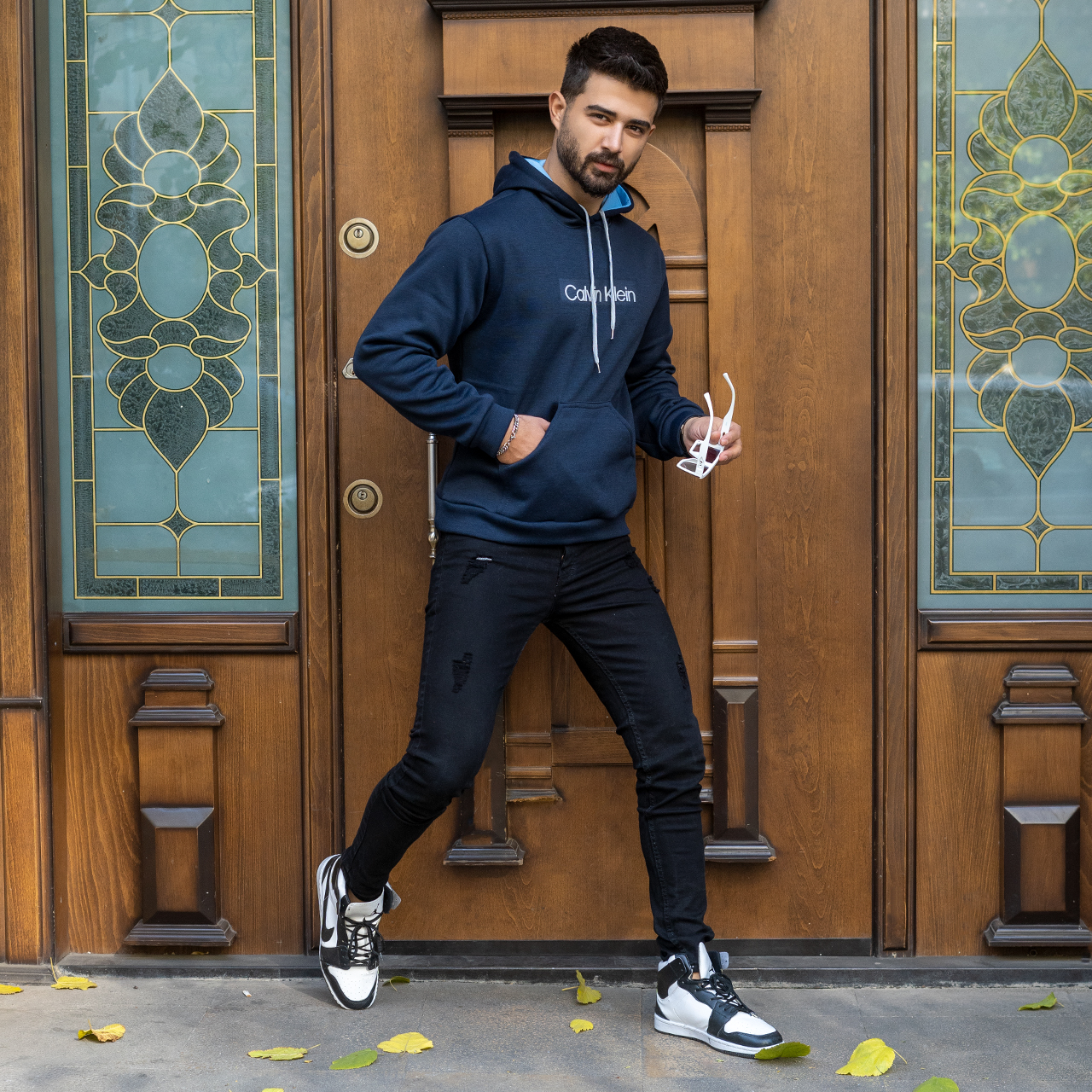 هودی مردانه سرمه ای Calvin Klein مدل DATAM