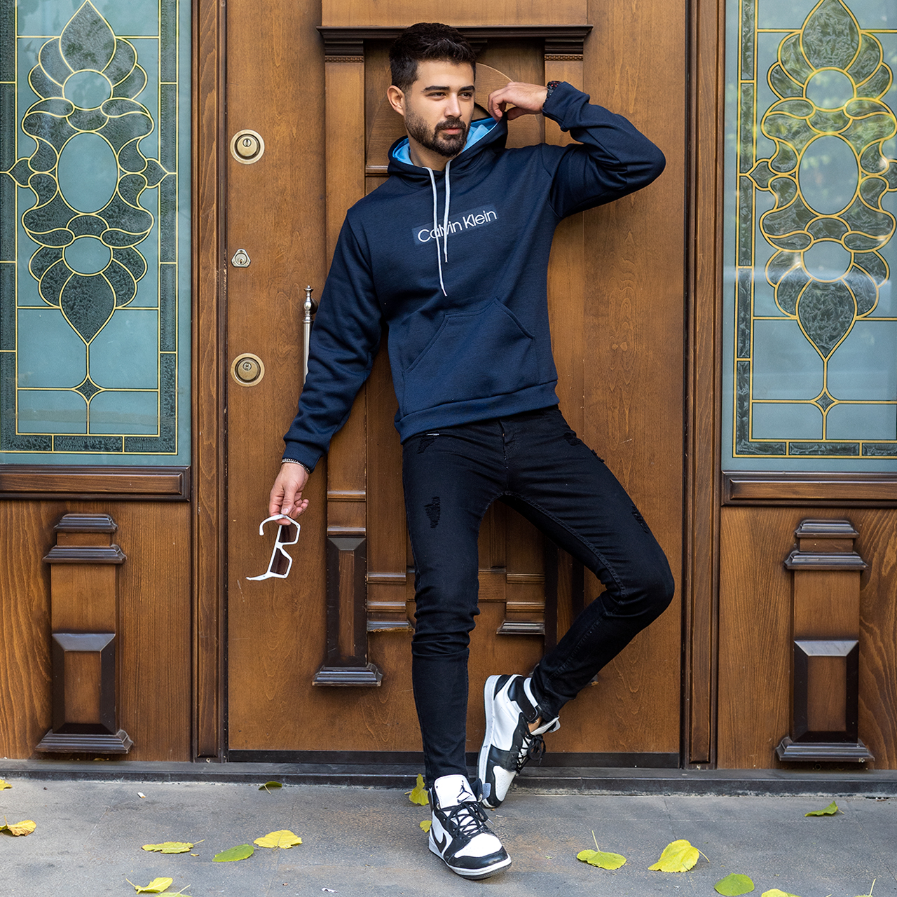 هودی مردانه سرمه ای Calvin Klein مدل DATAM