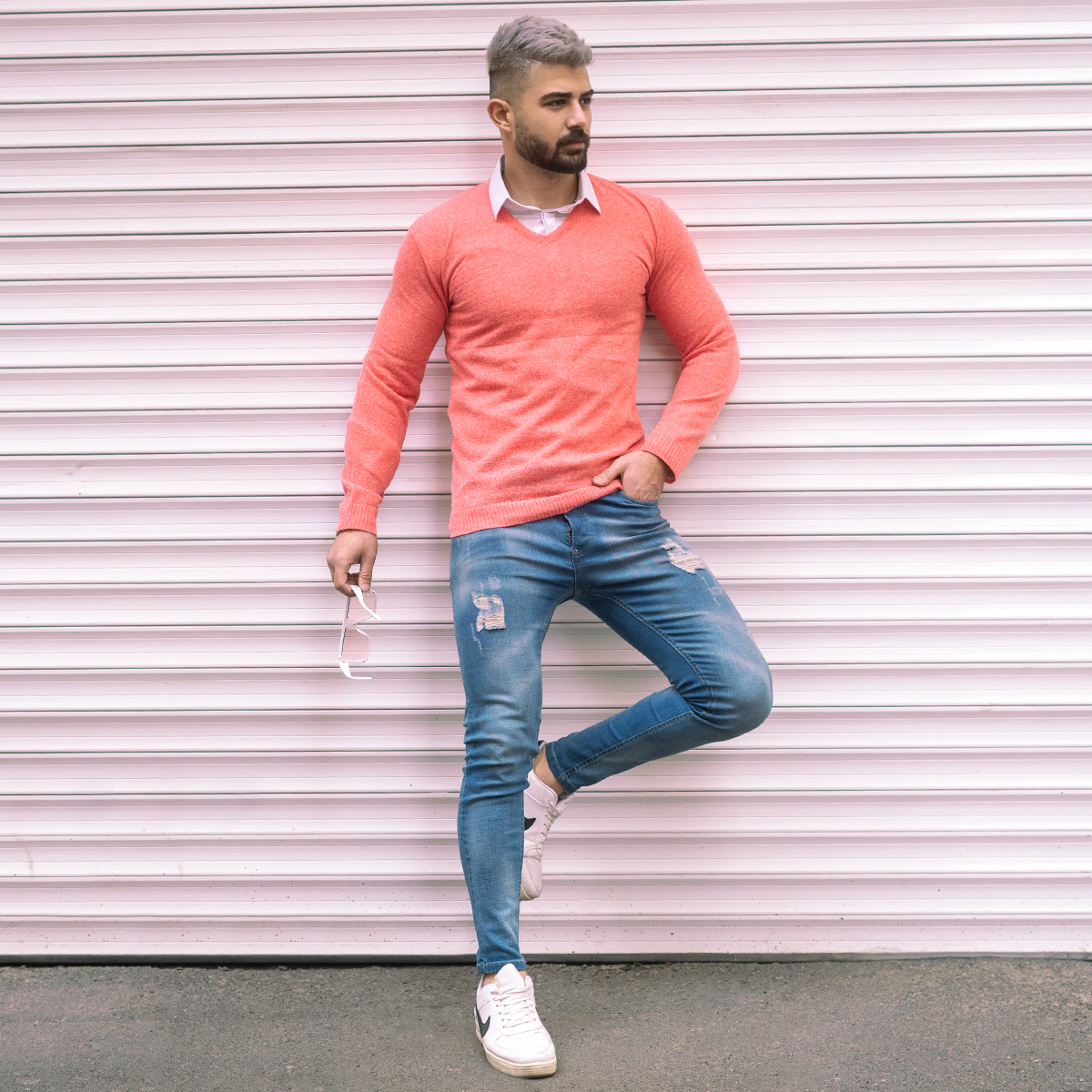 پلیوربافت یقه هفت صورتی مردانه مدلsorosh