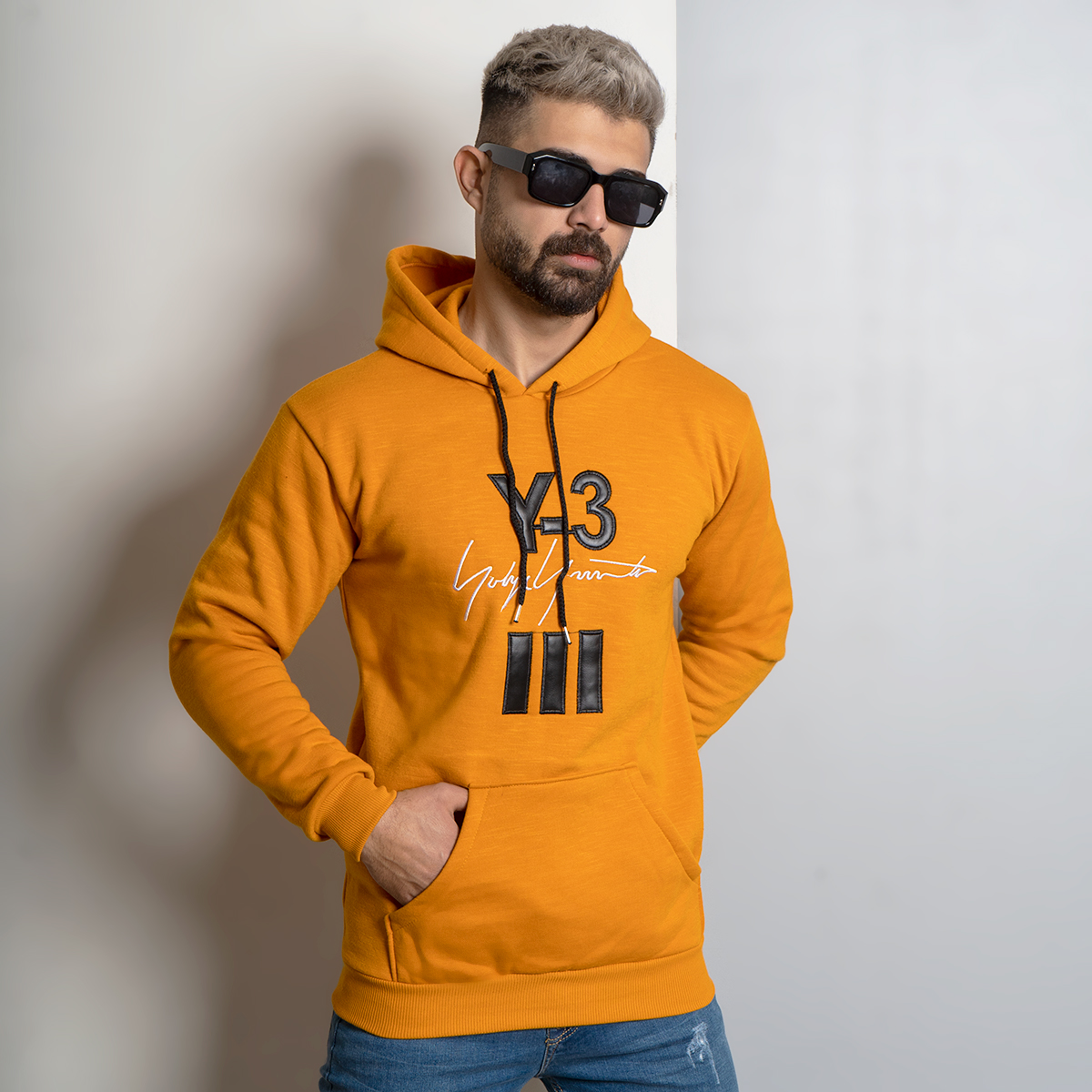 هودی مردانه Y-3 خردلی مدل Eric