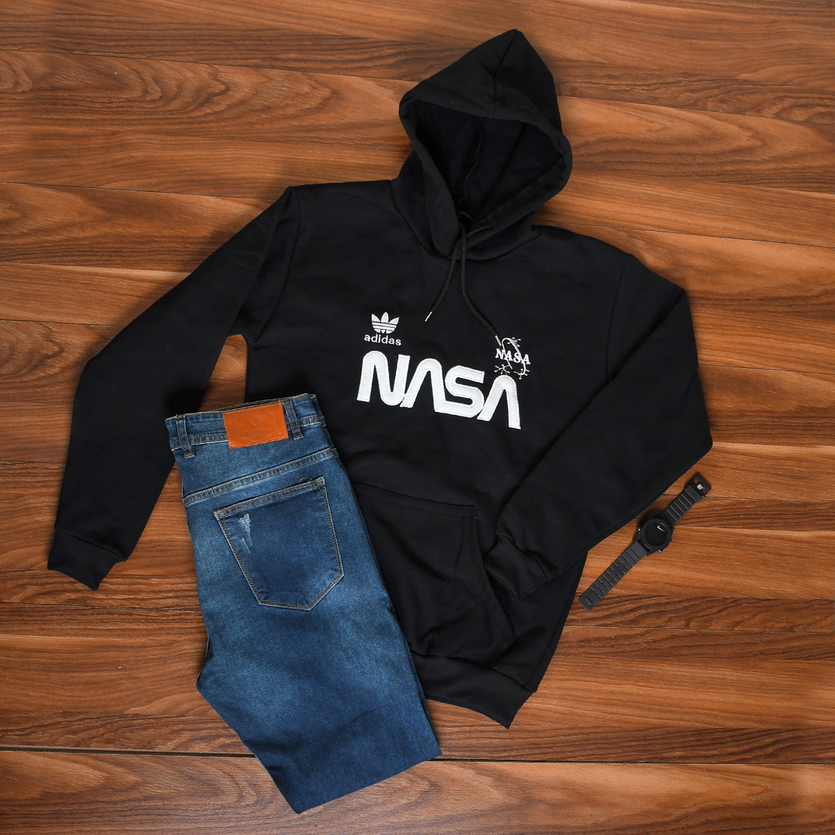 هودی مردانه Nasa مشکی مدل Jason